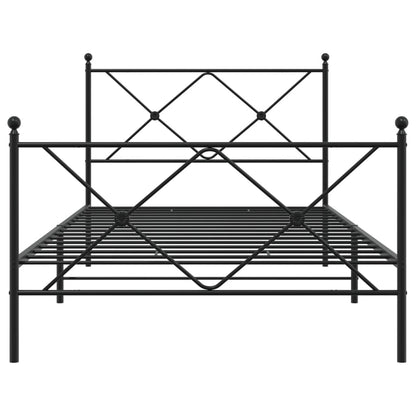 Estrutura de cama com cabeceira e pés 100x190 cm metal preto