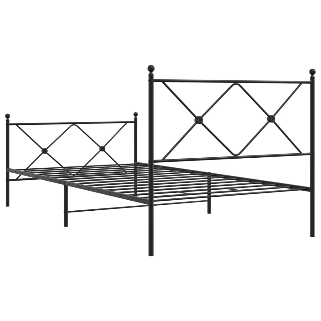 Estrutura de cama com cabeceira e pés 100x190 cm metal preto