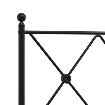 Estrutura de cama com cabeceira e pés 100x190 cm metal preto