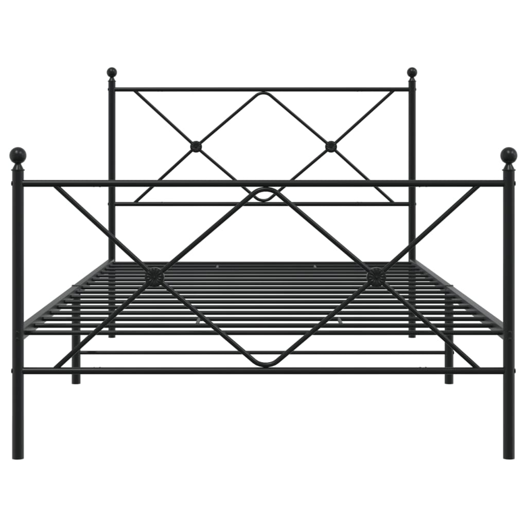 Estrutura de cama com cabeceira e pés 107x203 cm metal preto