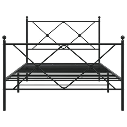 Estrutura de cama com cabeceira e pés 107x203 cm metal preto