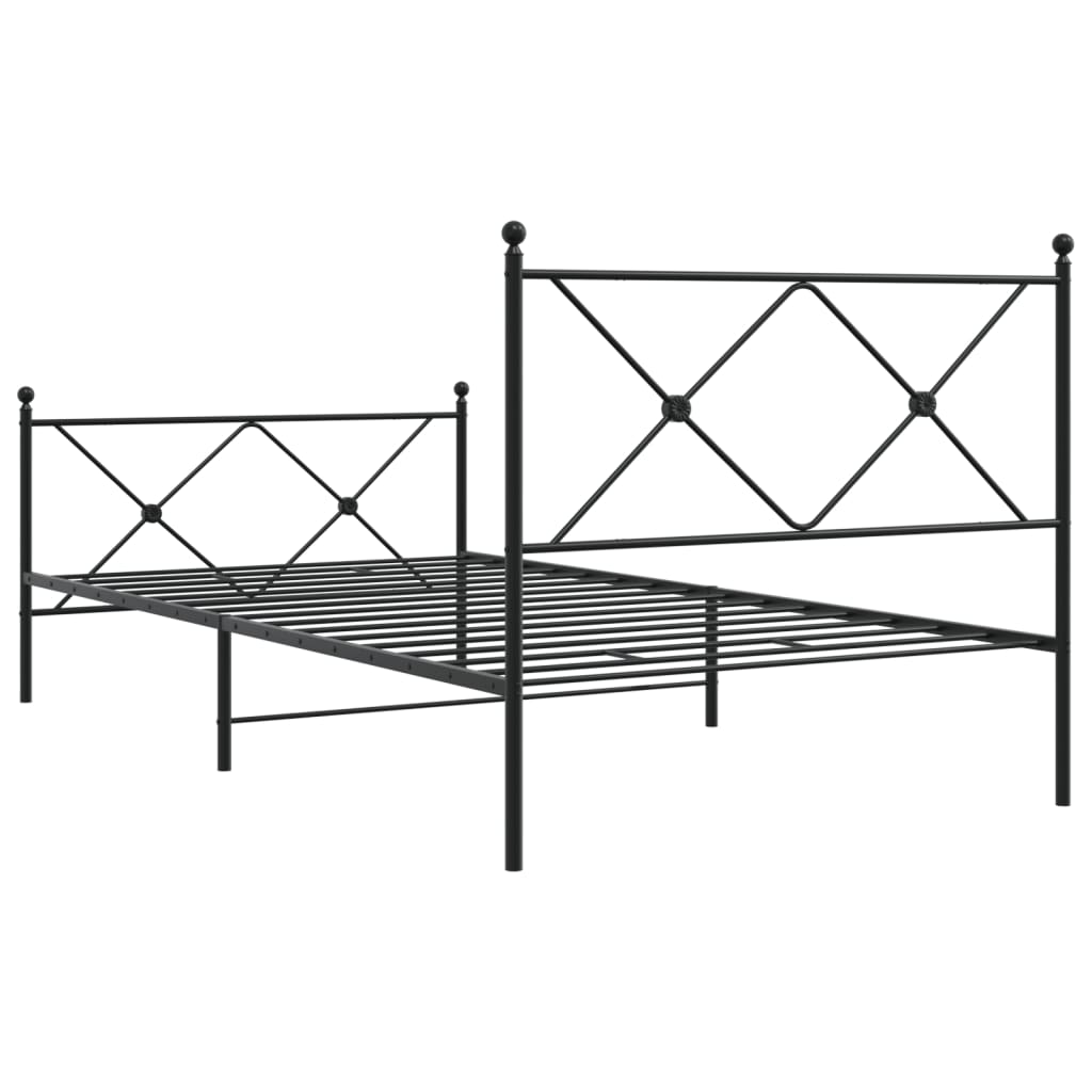 Estrutura de cama com cabeceira e pés 107x203 cm metal preto