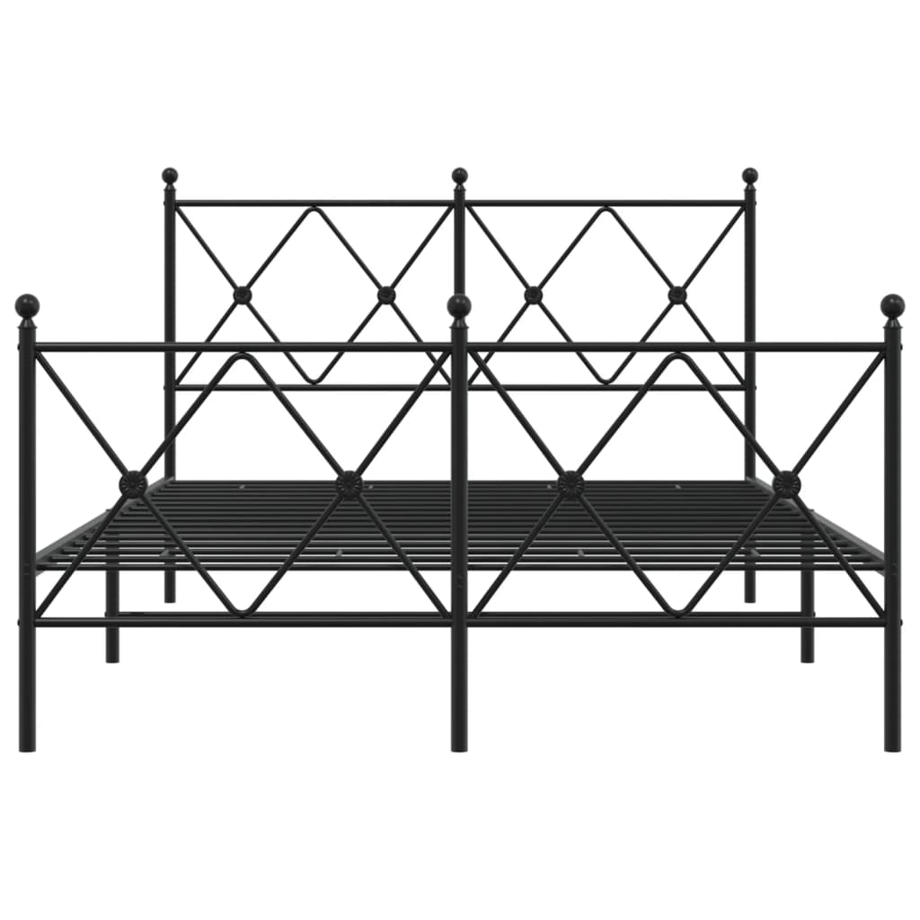 Estrutura de cama com cabeceira e pés 120x190 cm metal preto