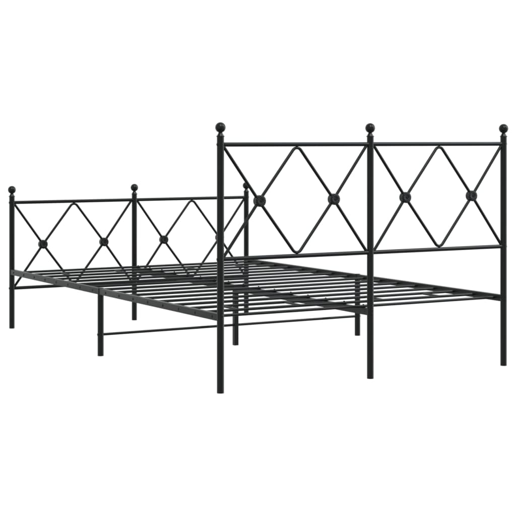 Estrutura de cama com cabeceira e pés 120x190 cm metal preto