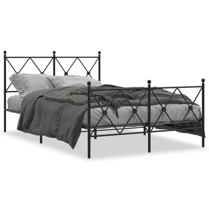 Estrutura de cama com cabeceira e pés 120x190 cm metal preto