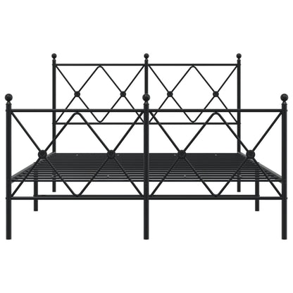 Estrutura de cama com cabeceira e pés 120x200 cm metal preto