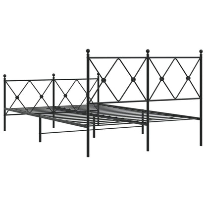 Estrutura de cama com cabeceira e pés 120x200 cm metal preto