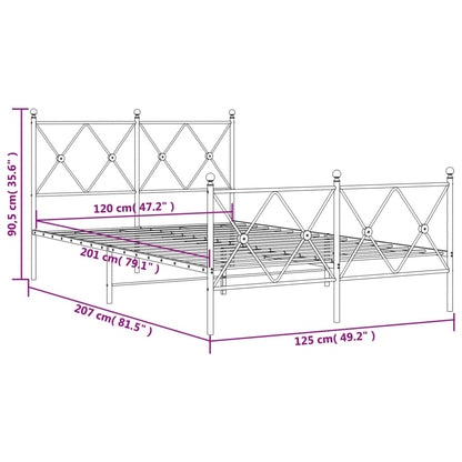 Estrutura de cama com cabeceira e pés 120x200 cm metal preto