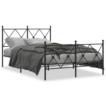 Estrutura de cama com cabeceira e pés 120x200 cm metal preto