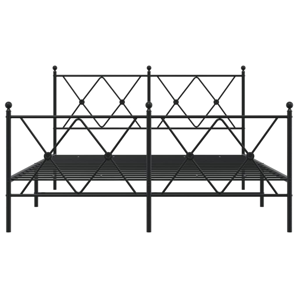 Estrutura de cama com cabeceira e pés 137x190 cm metal preto