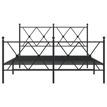 Estrutura de cama com cabeceira e pés 137x190 cm metal preto