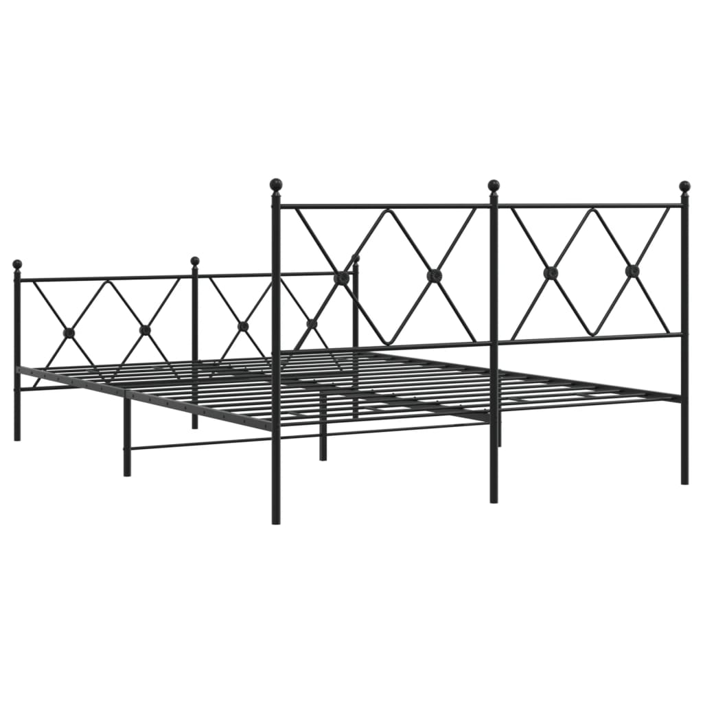 Estrutura de cama com cabeceira e pés 137x190 cm metal preto