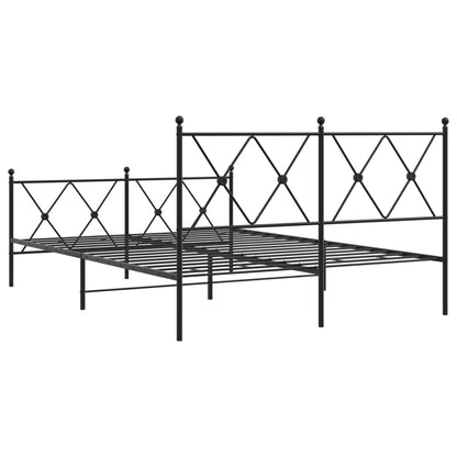 Estrutura de cama com cabeceira e pés 140x190 cm metal preto