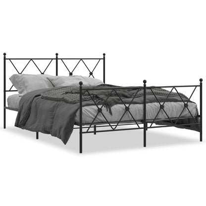 Estrutura de cama com cabeceira e pés 140x190 cm metal preto