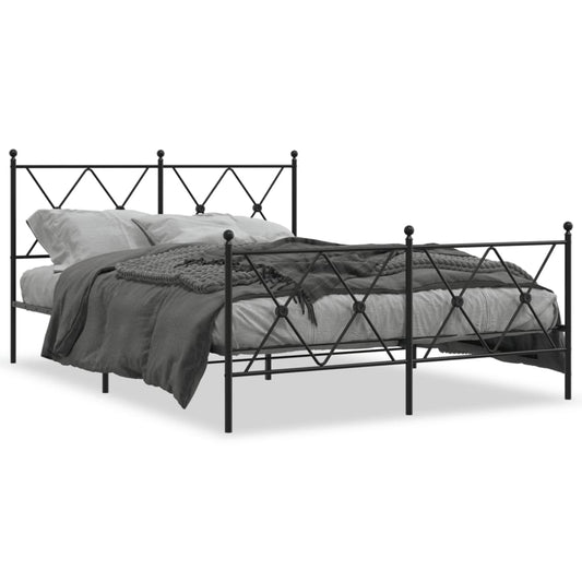 Estrutura de cama com cabeceira e pés 140x200 cm metal preto