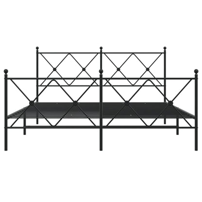 Estrutura de cama com cabeceira e pés 150x200 cm metal preto