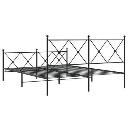 Estrutura de cama com cabeceira e pés 150x200 cm metal preto