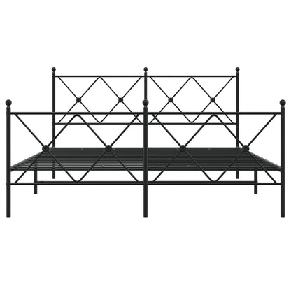 Estrutura de cama com cabeceira e pés 160x200 cm metal preto