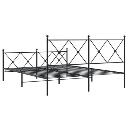 Estrutura de cama com cabeceira e pés 160x200 cm metal preto