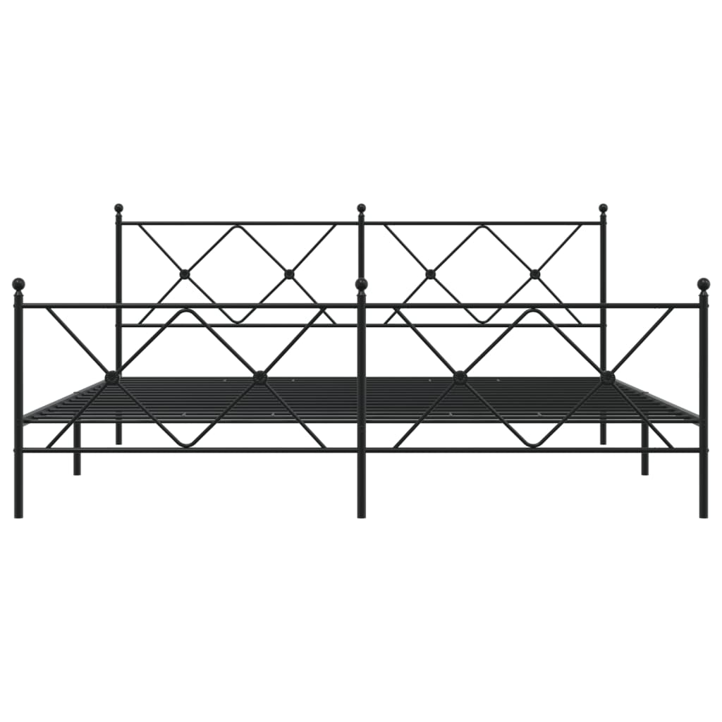 Estrutura de cama com cabeceira e pés 183x213 cm metal preto