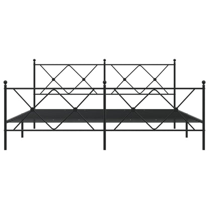 Estrutura de cama com cabeceira e pés 183x213 cm metal preto