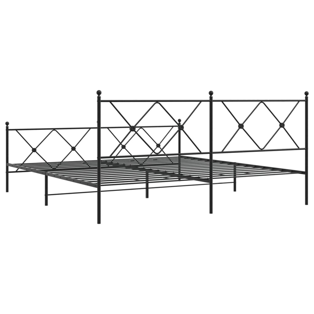 Estrutura de cama com cabeceira e pés 183x213 cm metal preto