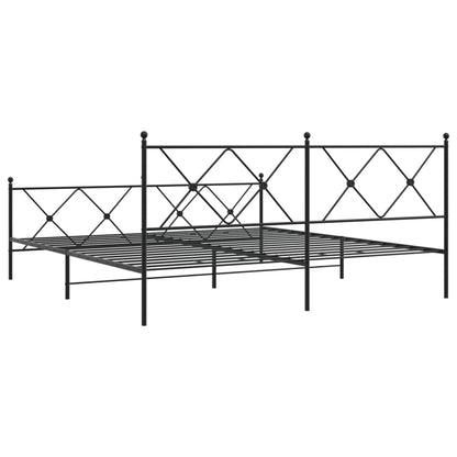 Estrutura de cama com cabeceira e pés 183x213 cm metal preto