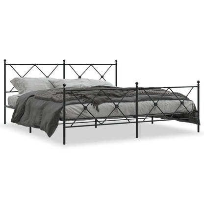 Estrutura de cama com cabeceira e pés 183x213 cm metal preto