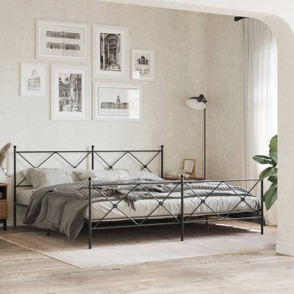 Estrutura de cama com cabeceira e pés 193x203 cm metal preto