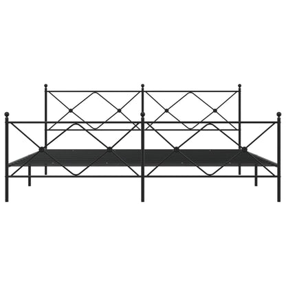 Estrutura de cama com cabeceira e pés 193x203 cm metal preto