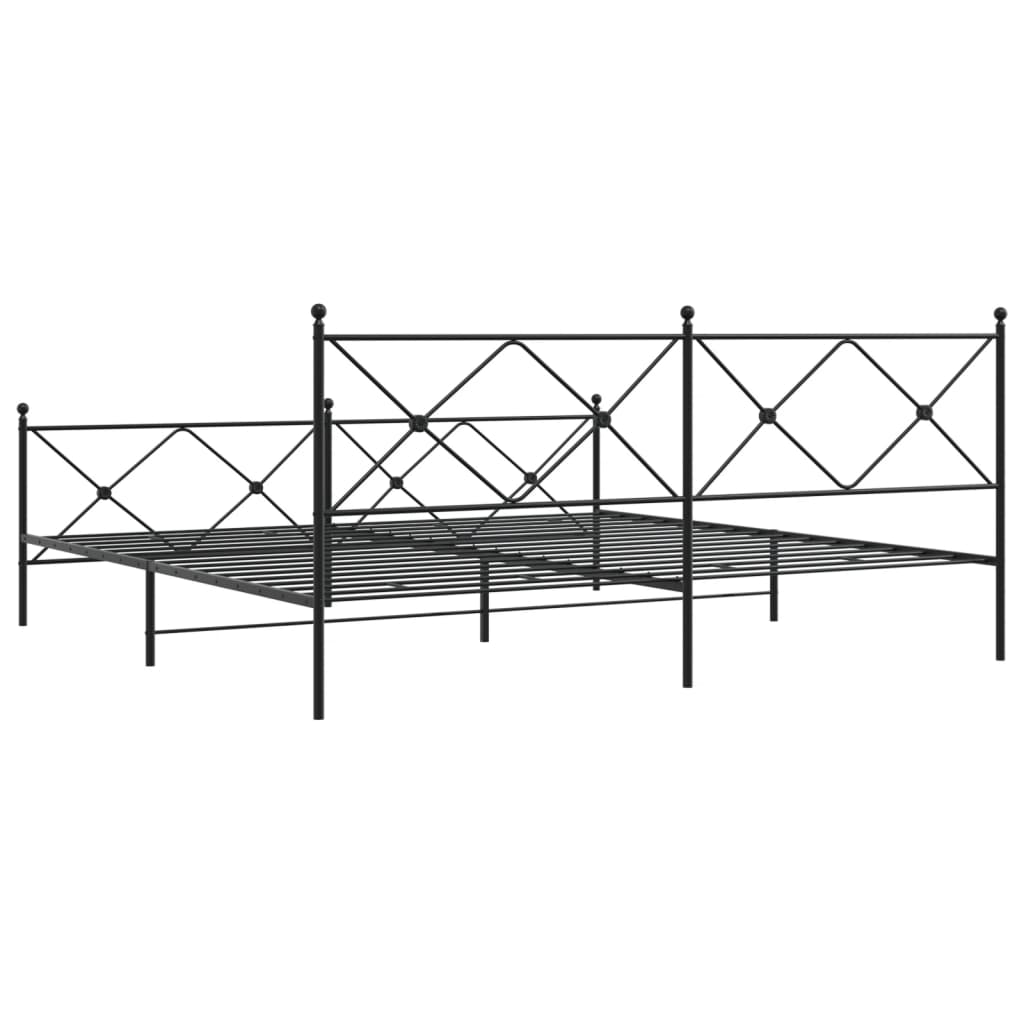 Estrutura de cama com cabeceira e pés 193x203 cm metal preto