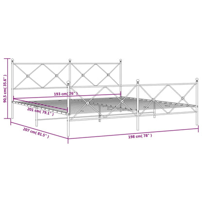 Estrutura de cama com cabeceira e pés 193x203 cm metal preto