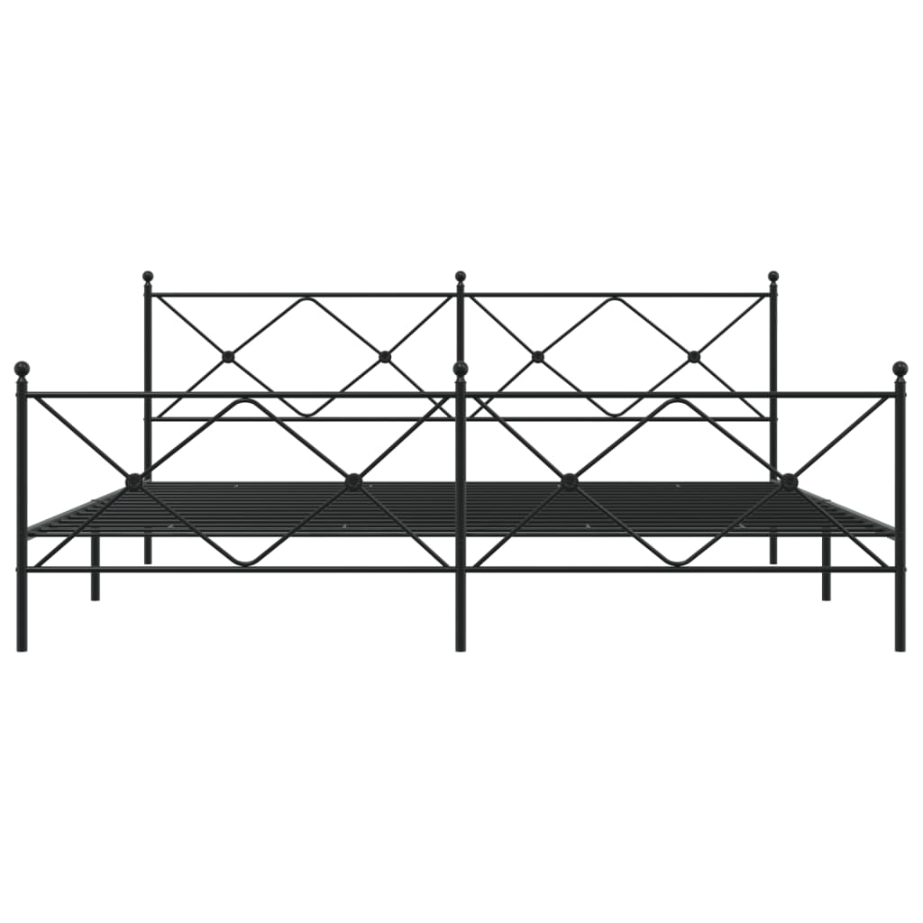 Estrutura de cama com cabeceira e pés 200x200 cm metal preto