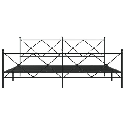 Estrutura de cama com cabeceira e pés 200x200 cm metal preto