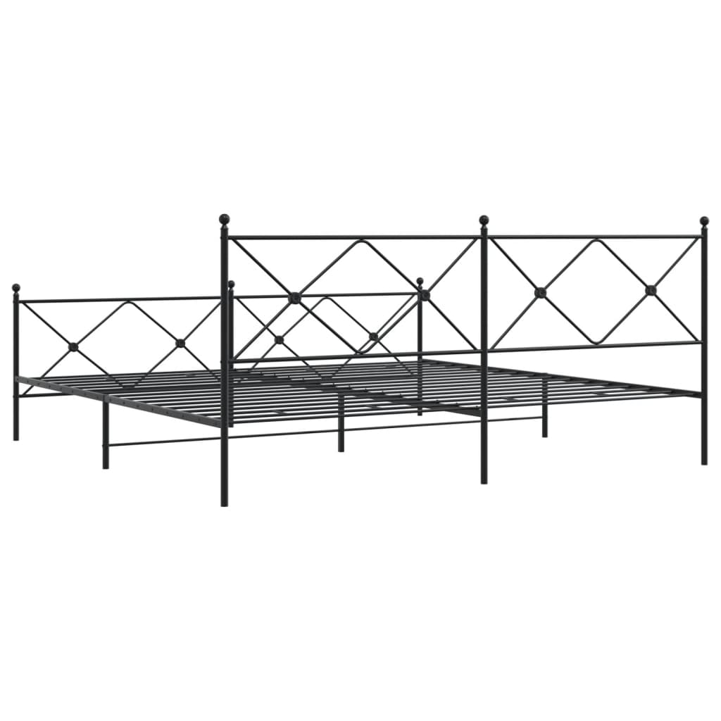 Estrutura de cama com cabeceira e pés 200x200 cm metal preto