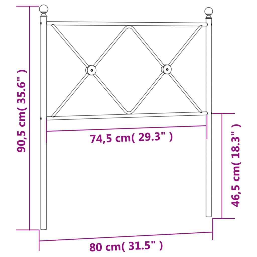 Cabeceira de cama 75 cm metal preto