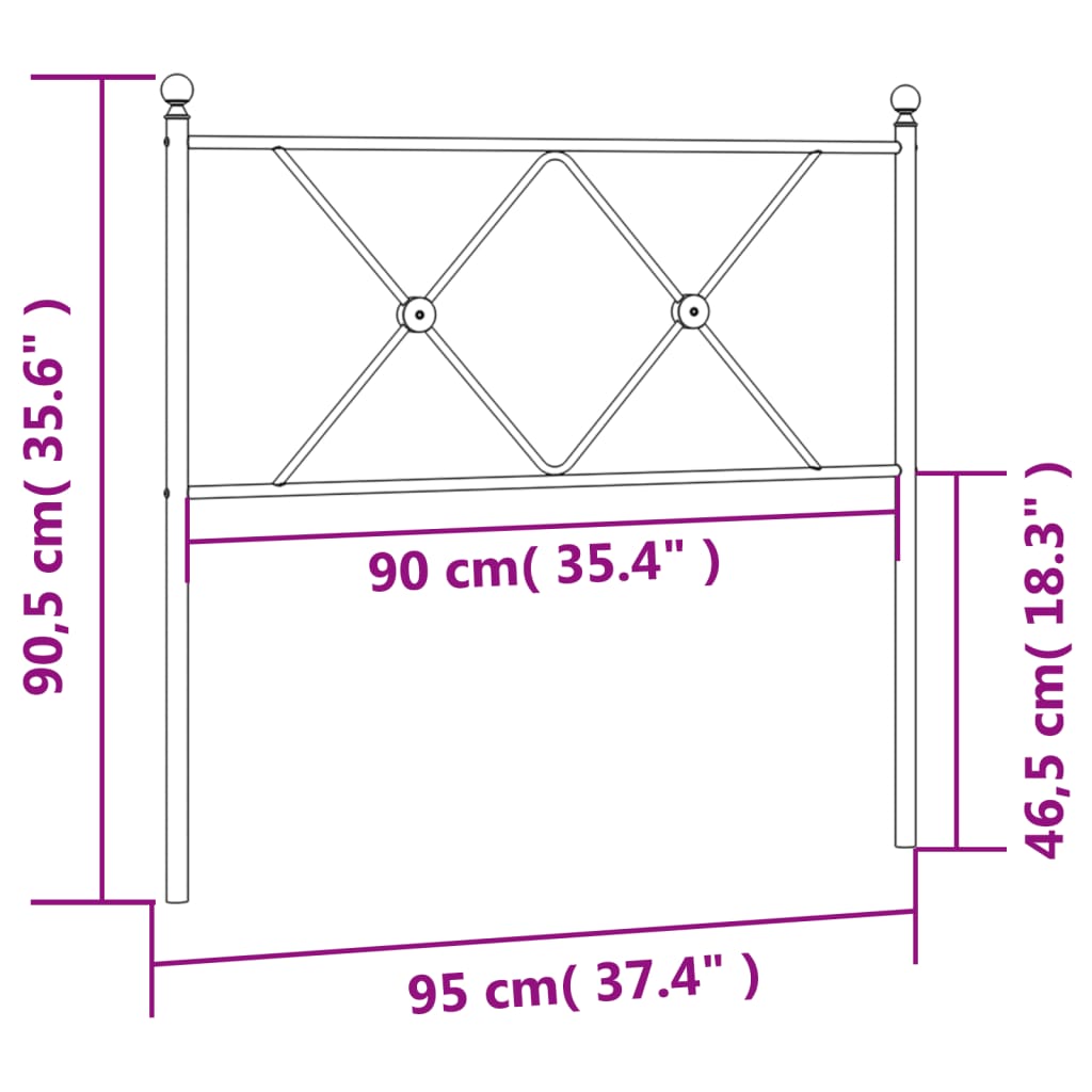 Cabeceira de cama 90 cm metal preto