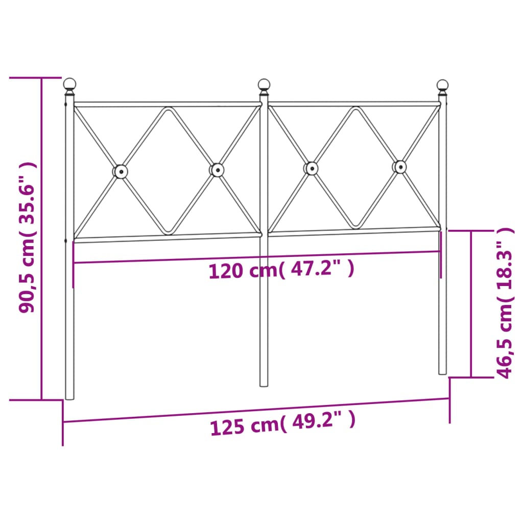 Cabeceira de cama 120 cm metal preto