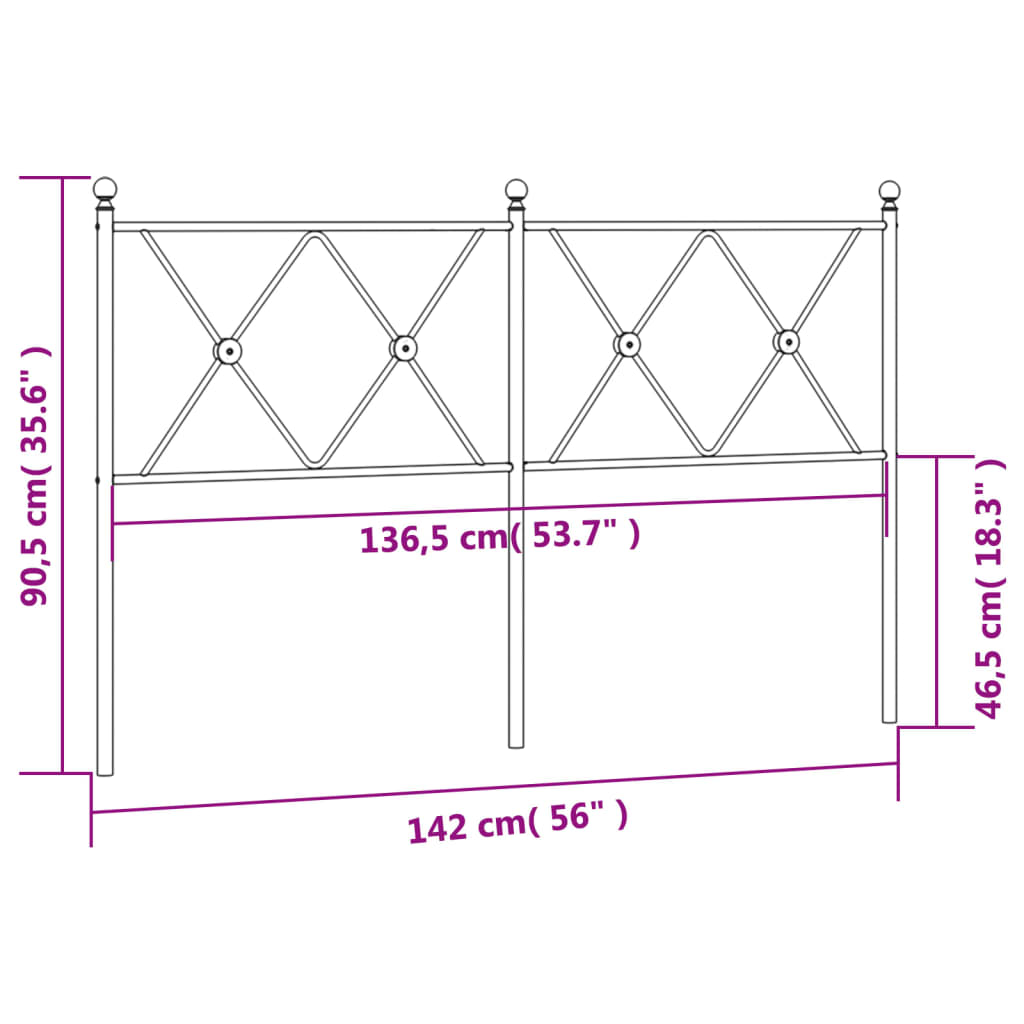 Cabeceira de cama 137 cm metal preto