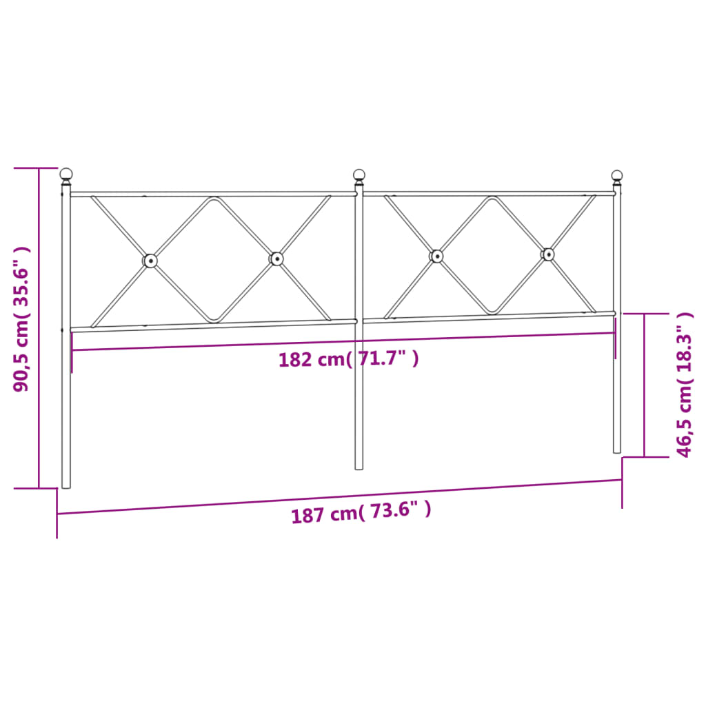 Cabeceira de cama 180 cm metal preto