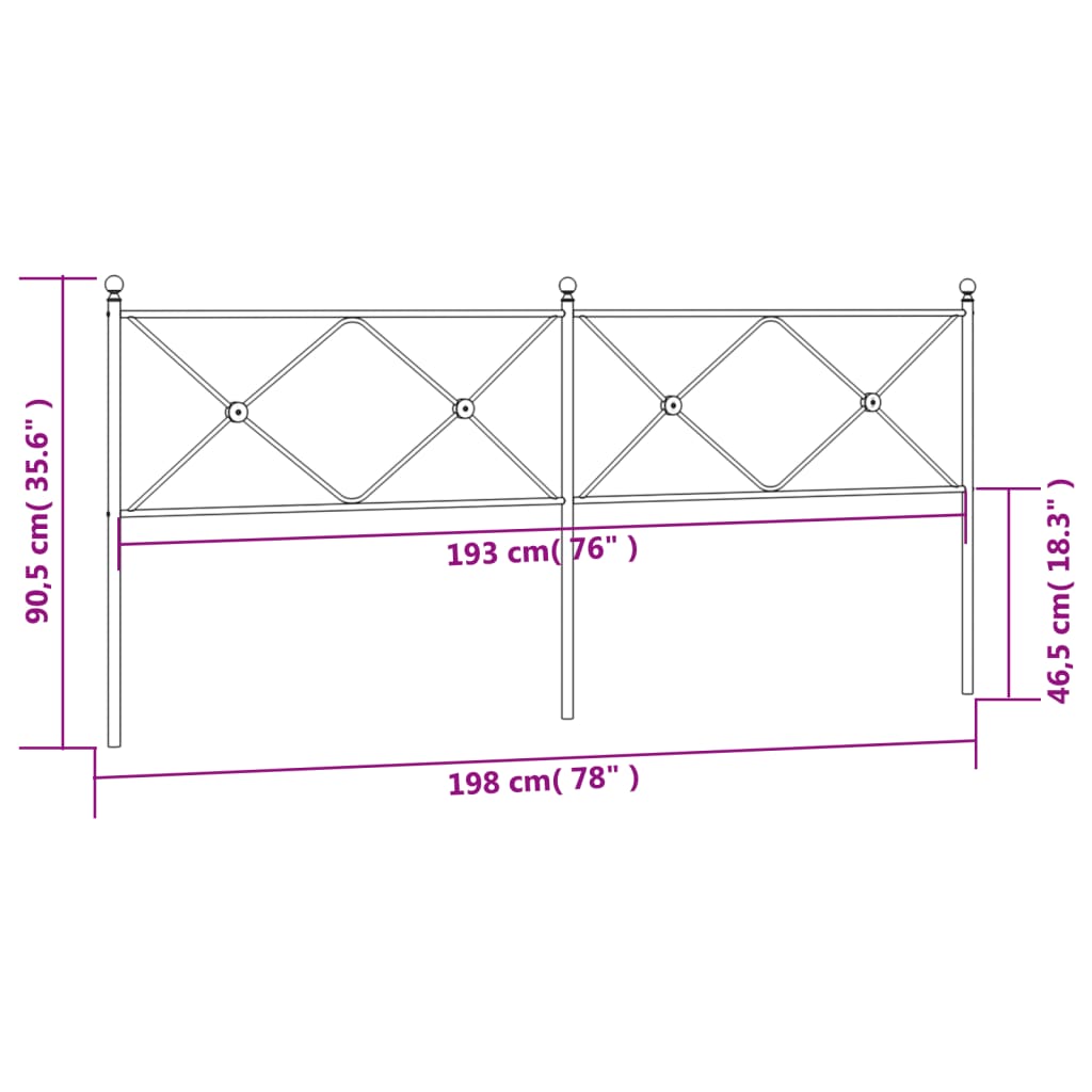 Cabeceira de cama 193 cm metal preto