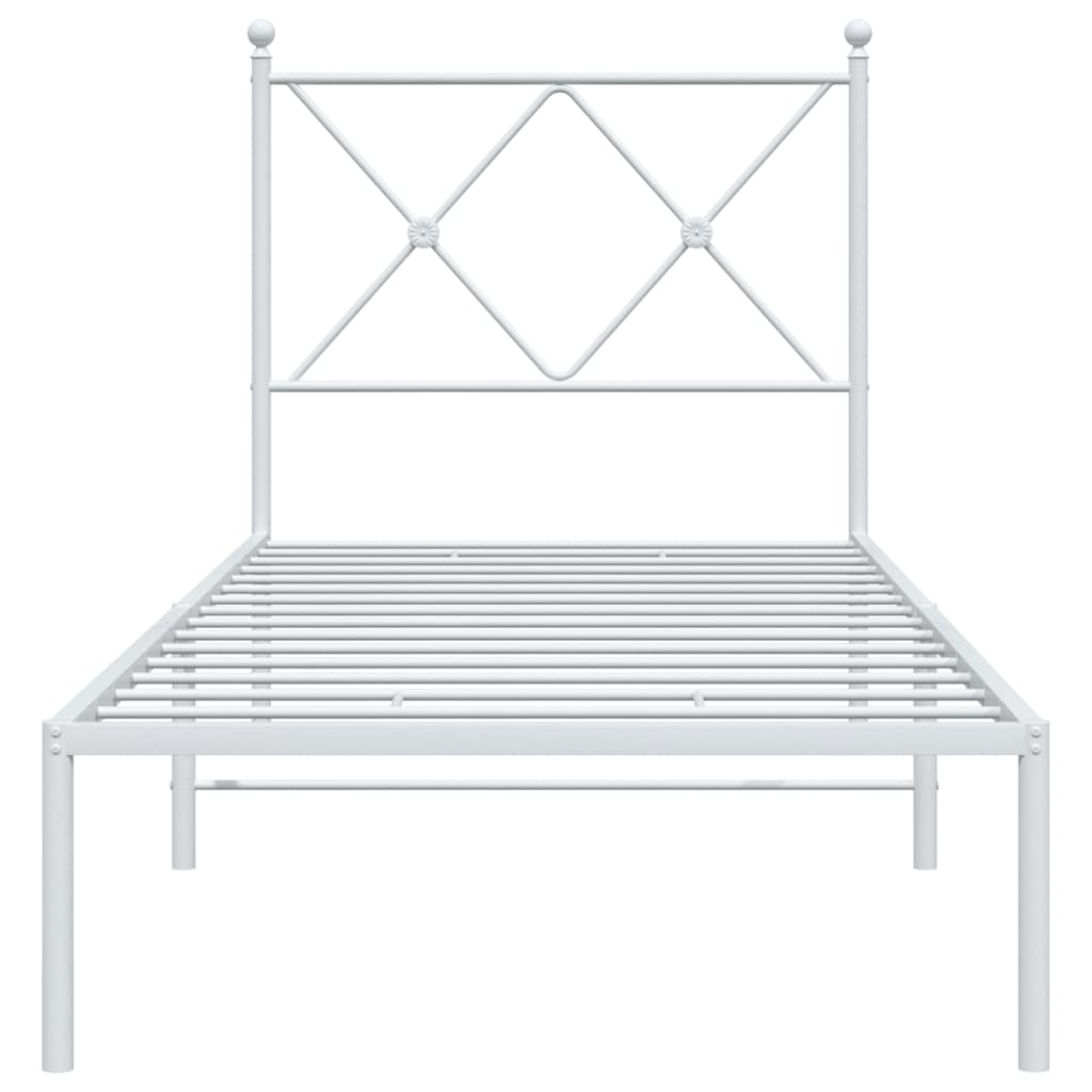 Estrutura de cama com cabeceira 75x190 cm metal branco