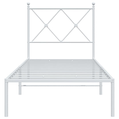 Estrutura de cama com cabeceira 75x190 cm metal branco