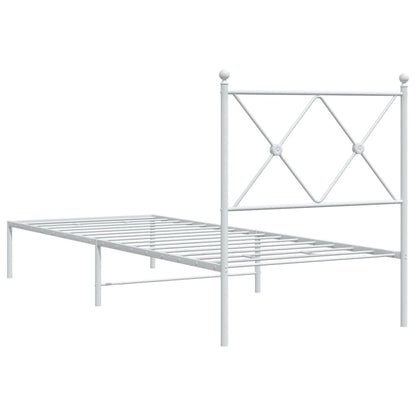 Estrutura de cama com cabeceira 75x190 cm metal branco