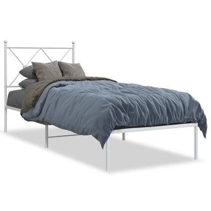 Estrutura de cama com cabeceira 75x190 cm metal branco