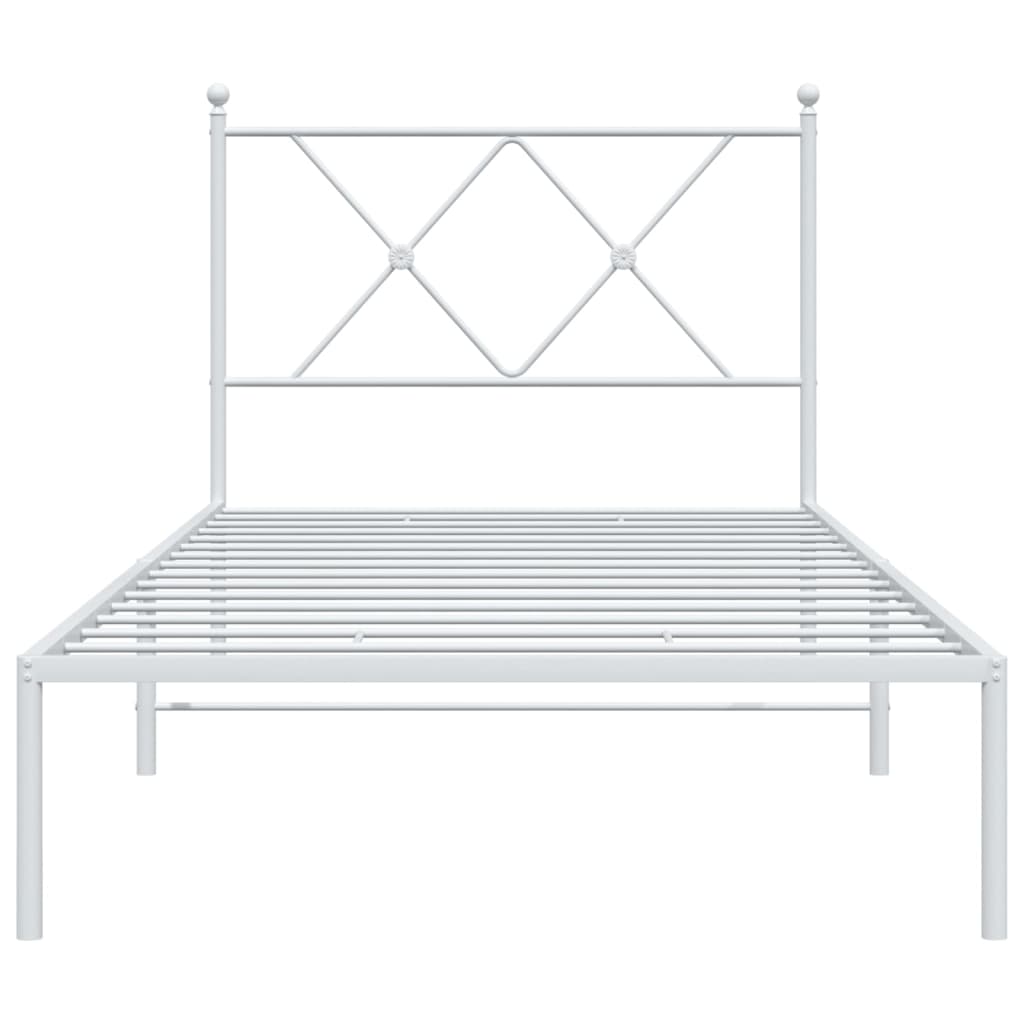 Estrutura de cama com cabeceira 90x190 cm metal branco