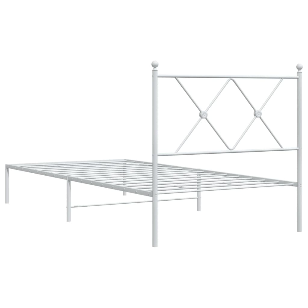 Estrutura de cama com cabeceira 90x190 cm metal branco