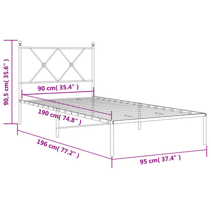 Estrutura de cama com cabeceira 90x190 cm metal branco