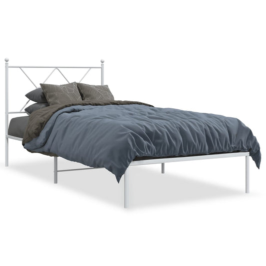 Estrutura de cama com cabeceira 90x190 cm metal branco