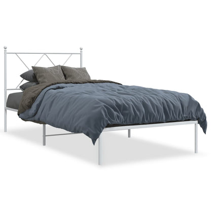 Estrutura de cama com cabeceira 90x200 cm metal branco